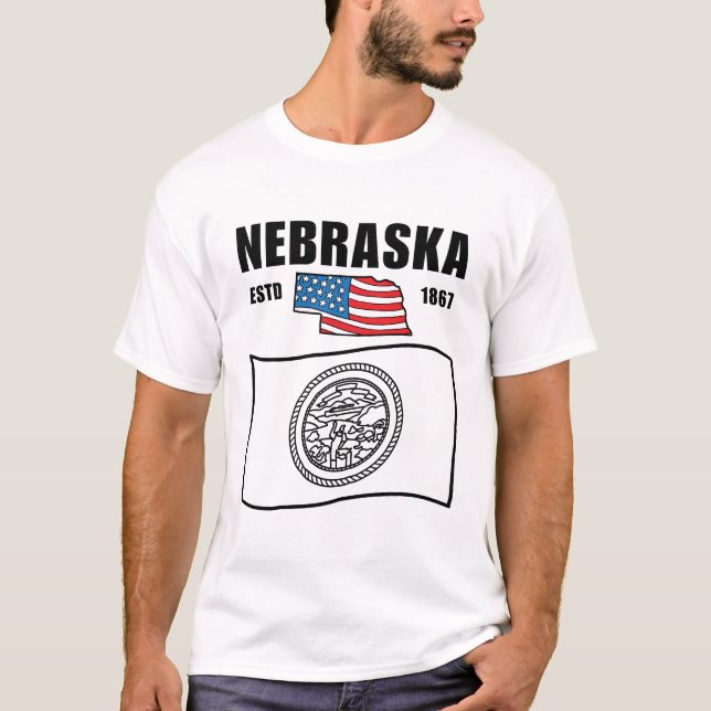 Nebraska flag USA T-Shirt (Front)