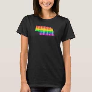 Nebraska Gay State Pride Rainbow Flag Map Gay Lesb T-Shirt