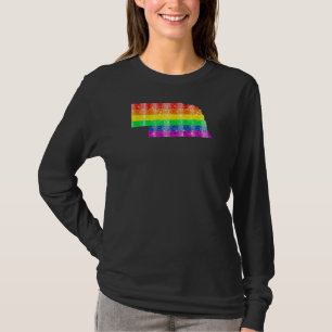 Nebraska Gay State Pride Rainbow Flag Map Gay Lesb T-Shirt