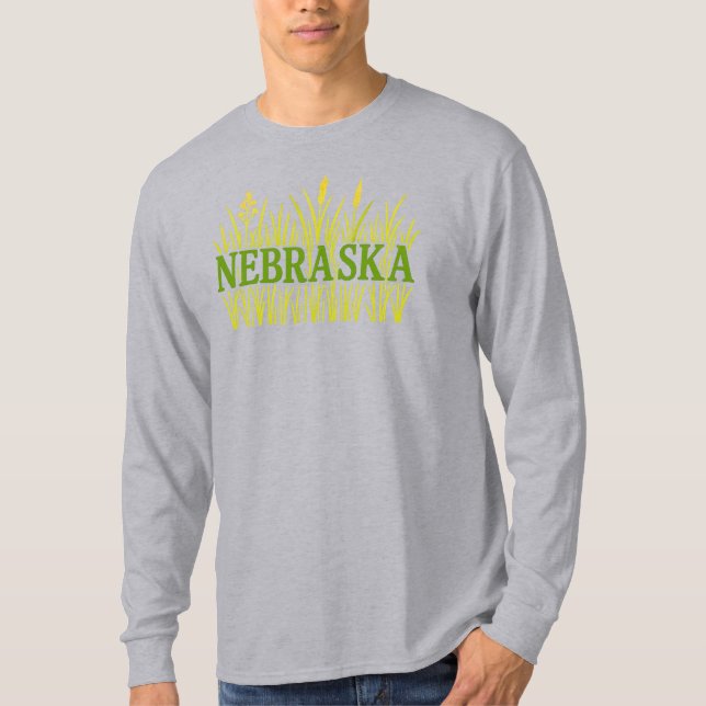 Nebraska Grassland Typography | Rustic Tallgrass  T-Shirt (Front)