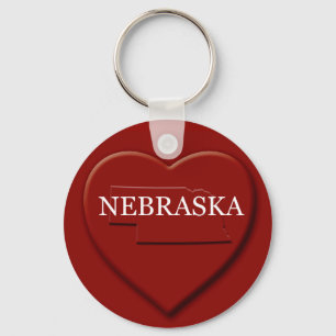 Nebraska Heart Map Keychain