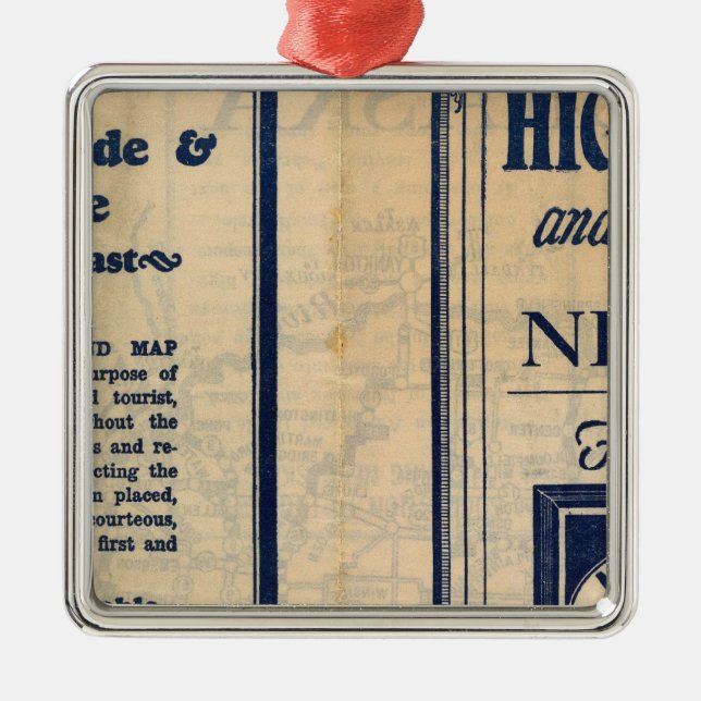 Nebraska Highway Map Metal Tree Decoration (Front)