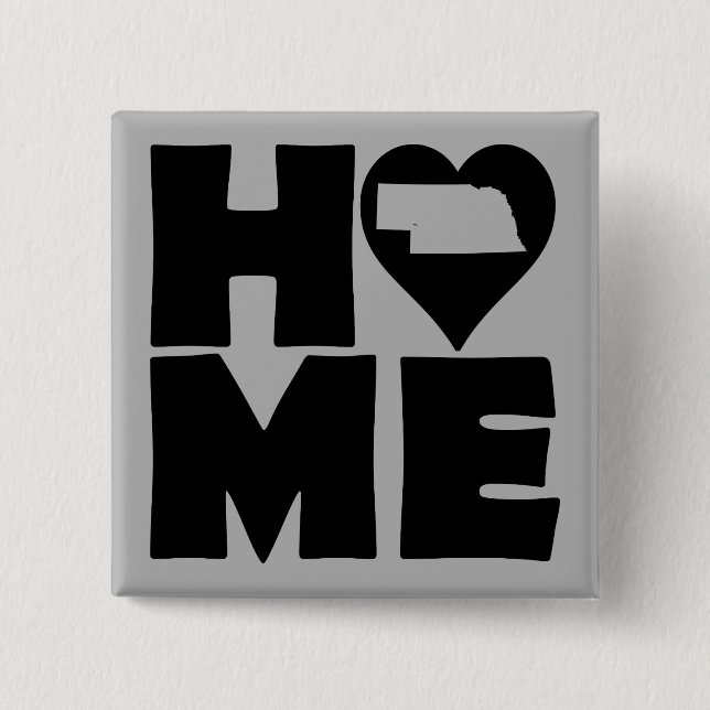 Nebraska Home Heart State Button Badge Pin (Front)