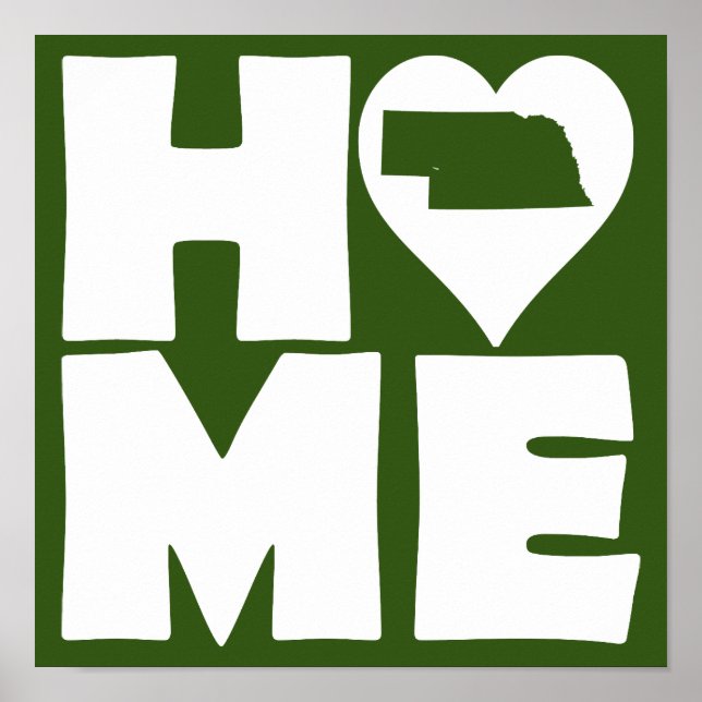 Nebraska Home Heart State Poster Sign (Front)
