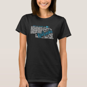 Nebraska Home State Ne Mandala Map Usa America Us T-Shirt