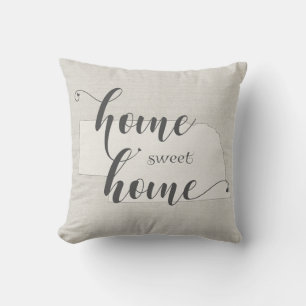 Nebraska - Home Sweet Home burlap-look Cushion