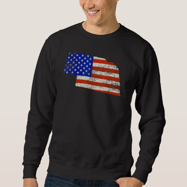 Nebraska Home Usa Flag Sweatshirt (Front)