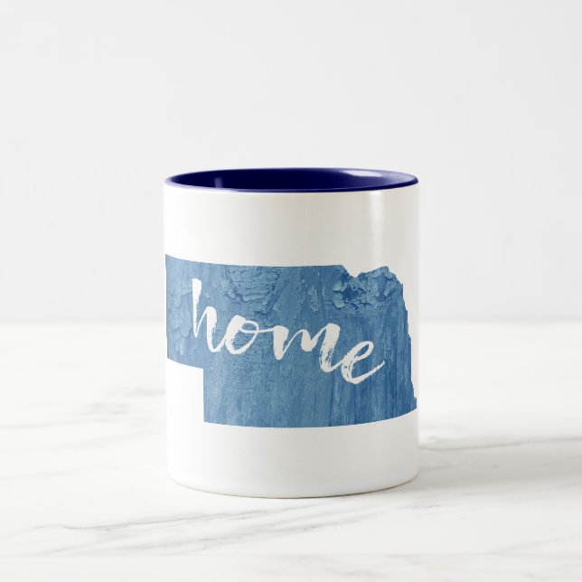 Nebraska Home Wood Grain Two-Tone Coffee Mug (Center)