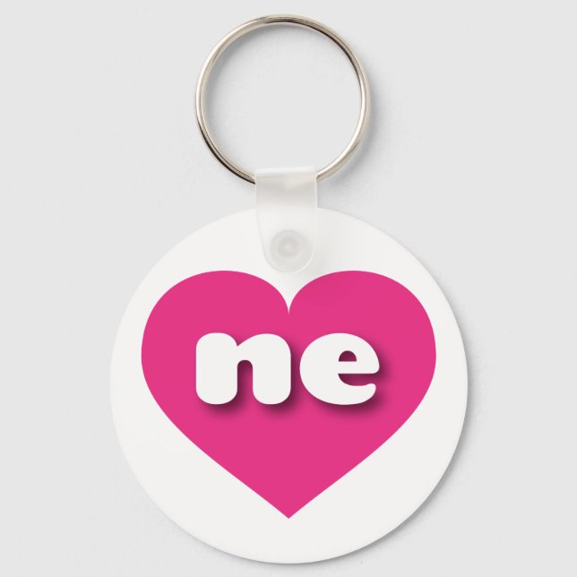 Nebraska hot pink heart - I love ne Key Ring (Front)