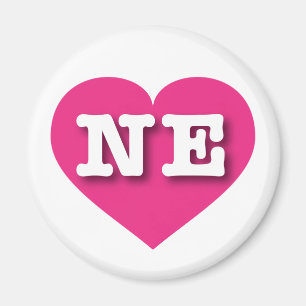 Nebraska Hot Pink Heart - I love NE Magnet