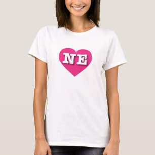 Nebraska Hot Pink Heart - I love NE T-Shirt