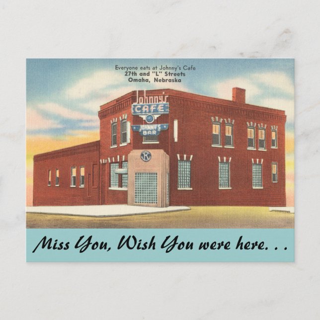 Nebraska, Johnny's Cafe, Omaha Postcard (Front)