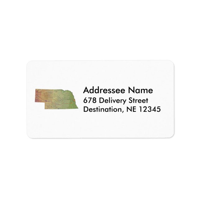 Nebraska Map Address Label (Front)