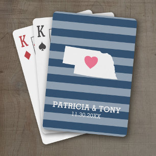 Nebraska Map Home State Love with Optional Heart Playing Cards