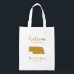 Nebraska Map Wedding Welcome Bag, Gold Tote Bag<br><div class="desc">Wedding weekend welcome gift bag for out of town guests to your wedding,  with heart you may place at the precise location. Fill tote with your favourite goodies.</div>