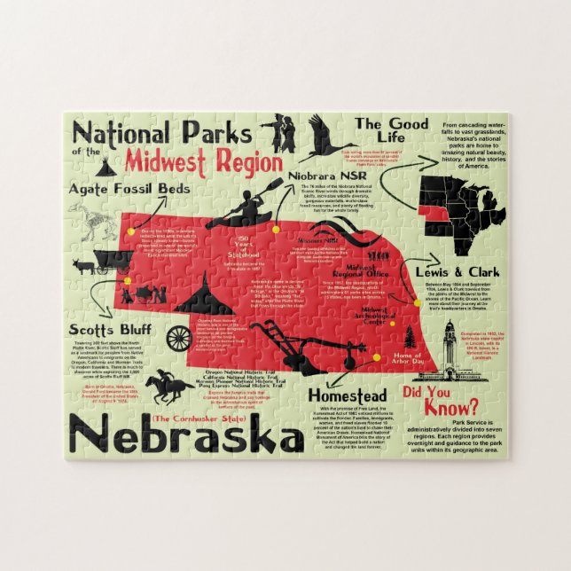 Nebraska National Parks Infographic Map Jigsaw Puzzle (Horizontal)