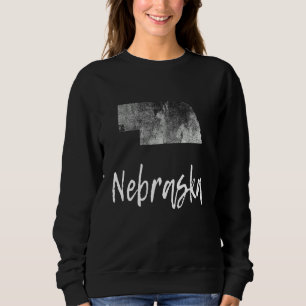 Nebraska Ne Map Grunge Vintage Graphic Home State  Sweatshirt