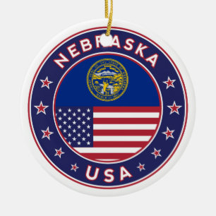 Nebraska, Nebraska phone case, Nebraska sticker, Ceramic Tree Decoration