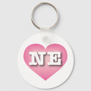 Nebraska Pink Fade Heart - I love NE Key Ring