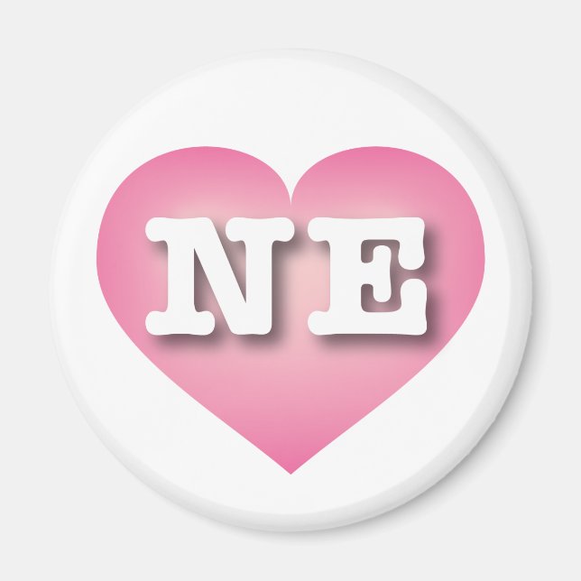 Nebraska Pink Fade Heart - I love NE Magnet (Front)