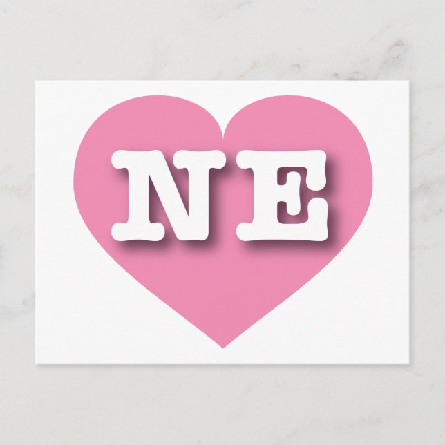 Nebraska Pink Heart - I love NE Postcard (Front)