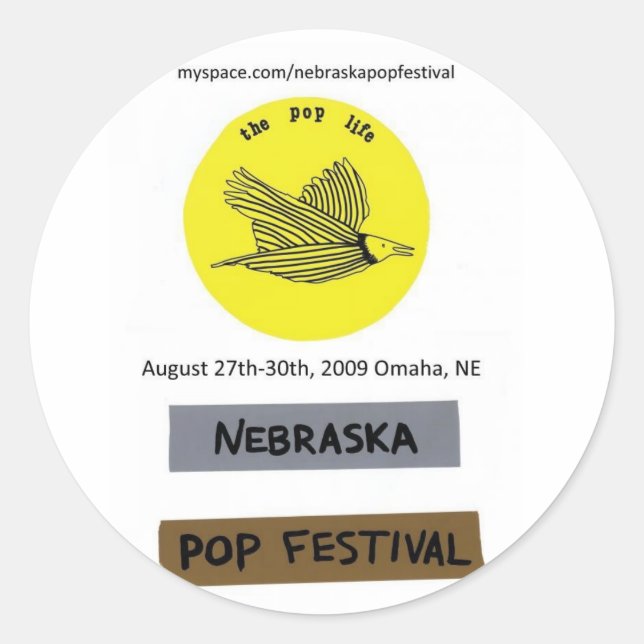 Nebraska Pop Festival sticker (Front)