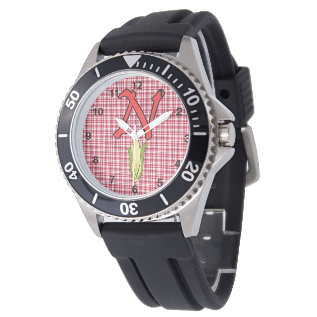 Nebraska Red Glitter Ladies Watch (Angled)