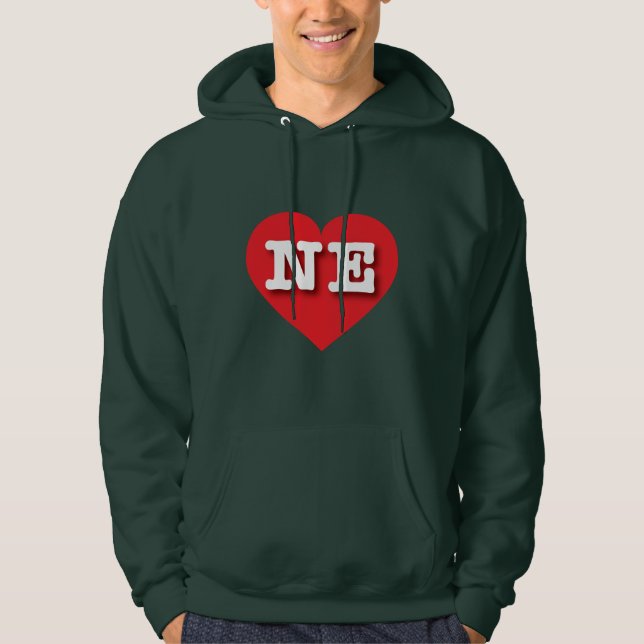 Nebraska Red Heart - I love NE Hoodie (Front)