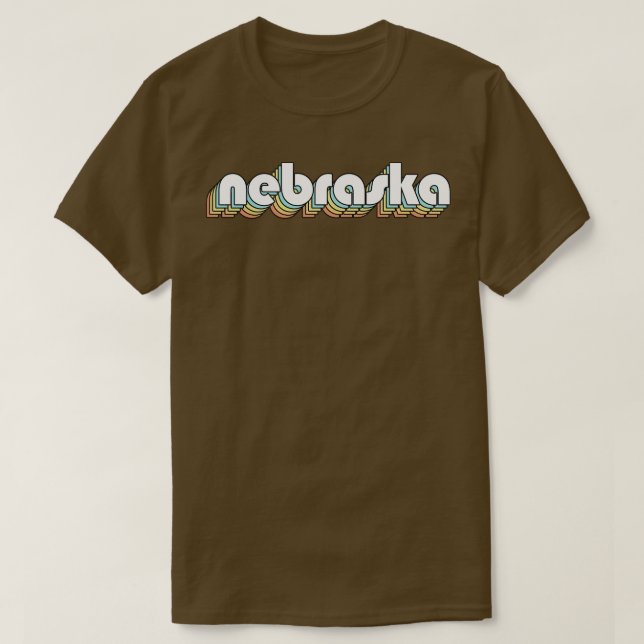 Nebraska Retro Rainbow Typography Faded Style T-Shirt (Design Front)