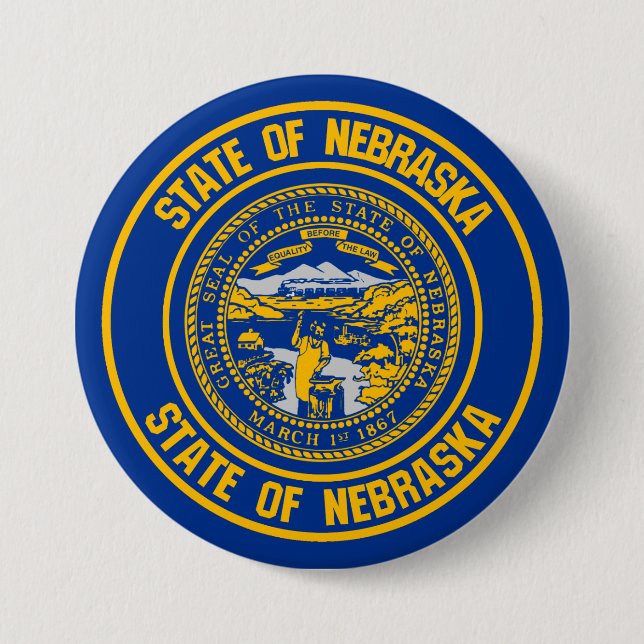 Nebraska Round Emblem 7.5 Cm Round Badge (Front)