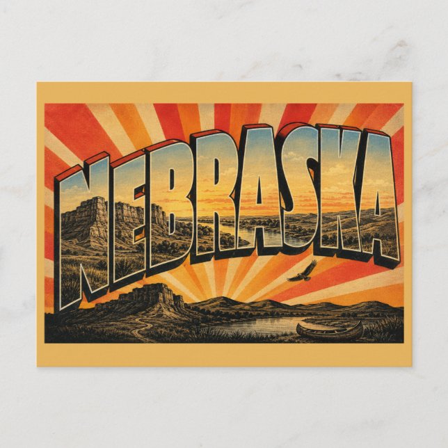 Nebraska Sandhills Platte River Bluff Art Postcard (Front)