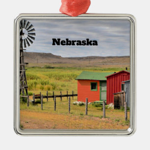 Nebraska, scenic landscape photograph,  metal tree decoration