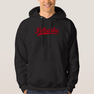 Nebraska Script Logo Retro Red State Pride Hoodie