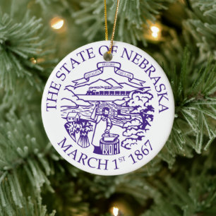 Nebraska sign ceramic tree decoration