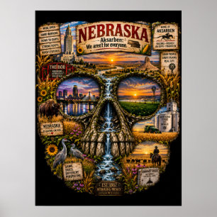 Nebraska Skull Art Print State of Mind
