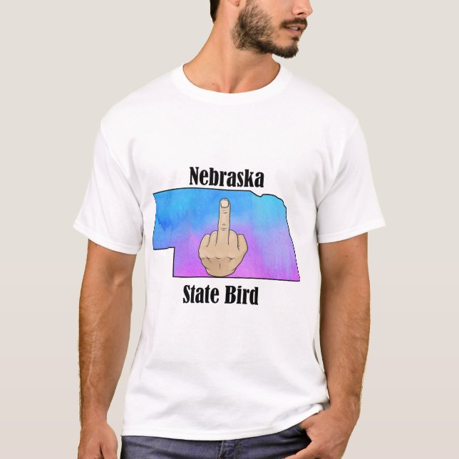 Nebraska state bird t-shirt middle finger colour (Front)