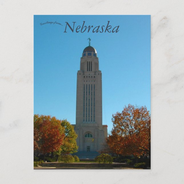 Nebraska State Capitol in Lincoln Nebraska Postcard (Front)