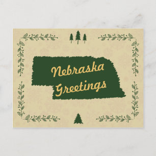Nebraska State Christmas Holiday Greetings Postcard