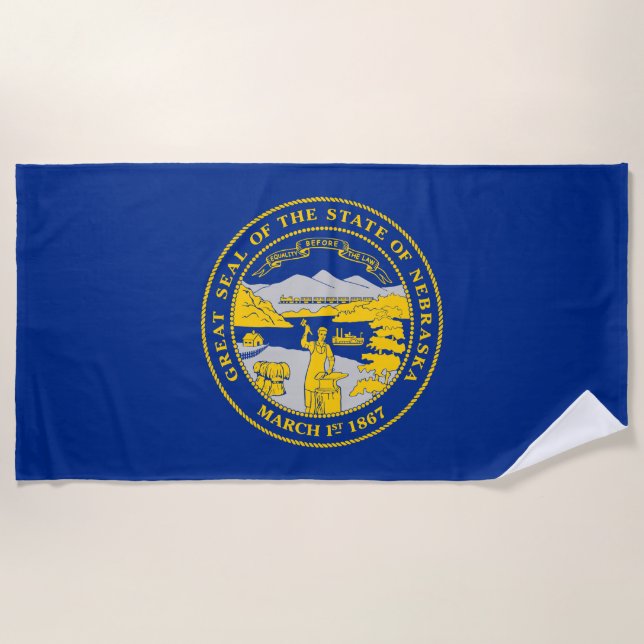 Nebraska State Flag Beach Towel (Front)