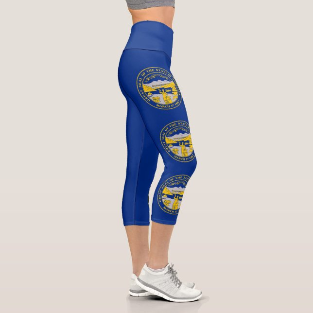 Nebraska State Flag Capri Leggings (Right)