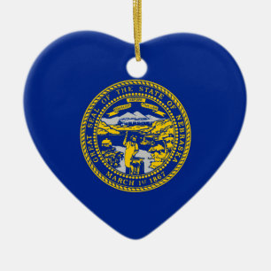 Nebraska State Flag Design Ceramic Tree Decoration