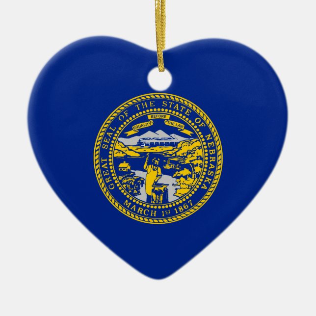 Nebraska State Flag Design Ceramic Tree Decoration (Front)
