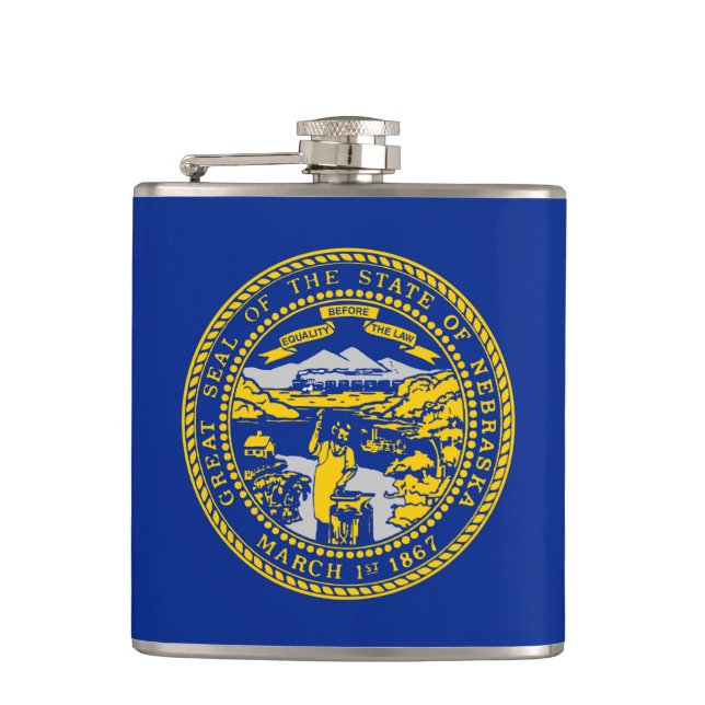 Nebraska State Flag Design Hip Flask (Front)