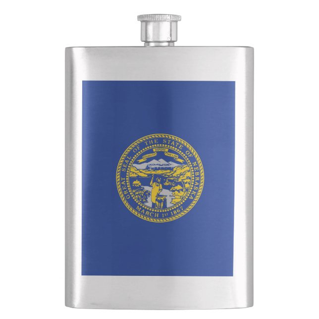 Nebraska State Flag Design Hip Flask (Front)