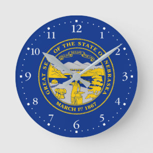 Nebraska State Flag Round Clock