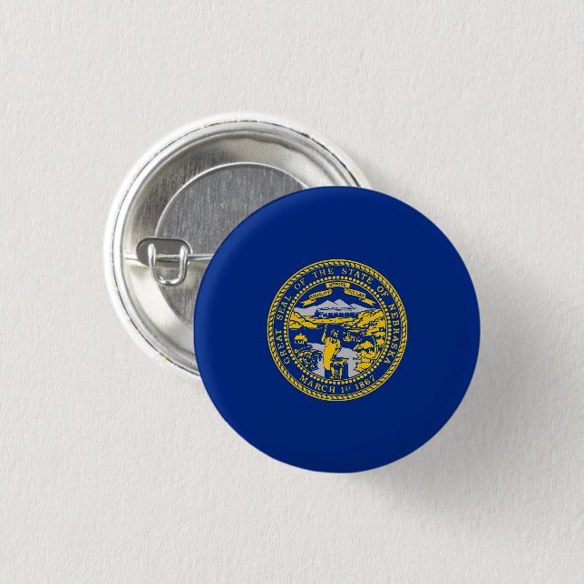 Nebraska State Flag USA 3 Cm Round Badge (Front & Back)