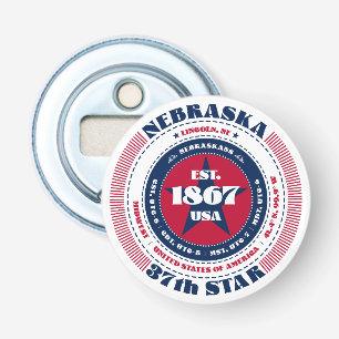 Nebraska State Information Circle Bottle Opener