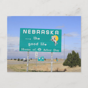 Nebraska State Line Sign Postcard