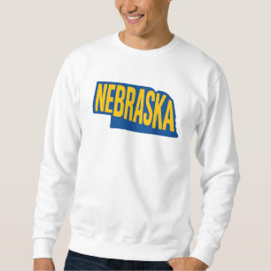 Nebraska State Outline Bold Yellow & Blue Modern Sweatshirt