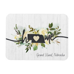 Nebraska State Personalised Your Home City Rustic Magnet